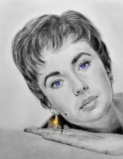 liz taylor classic beauty graphite drawing jim fitzpatrick available in different sizes